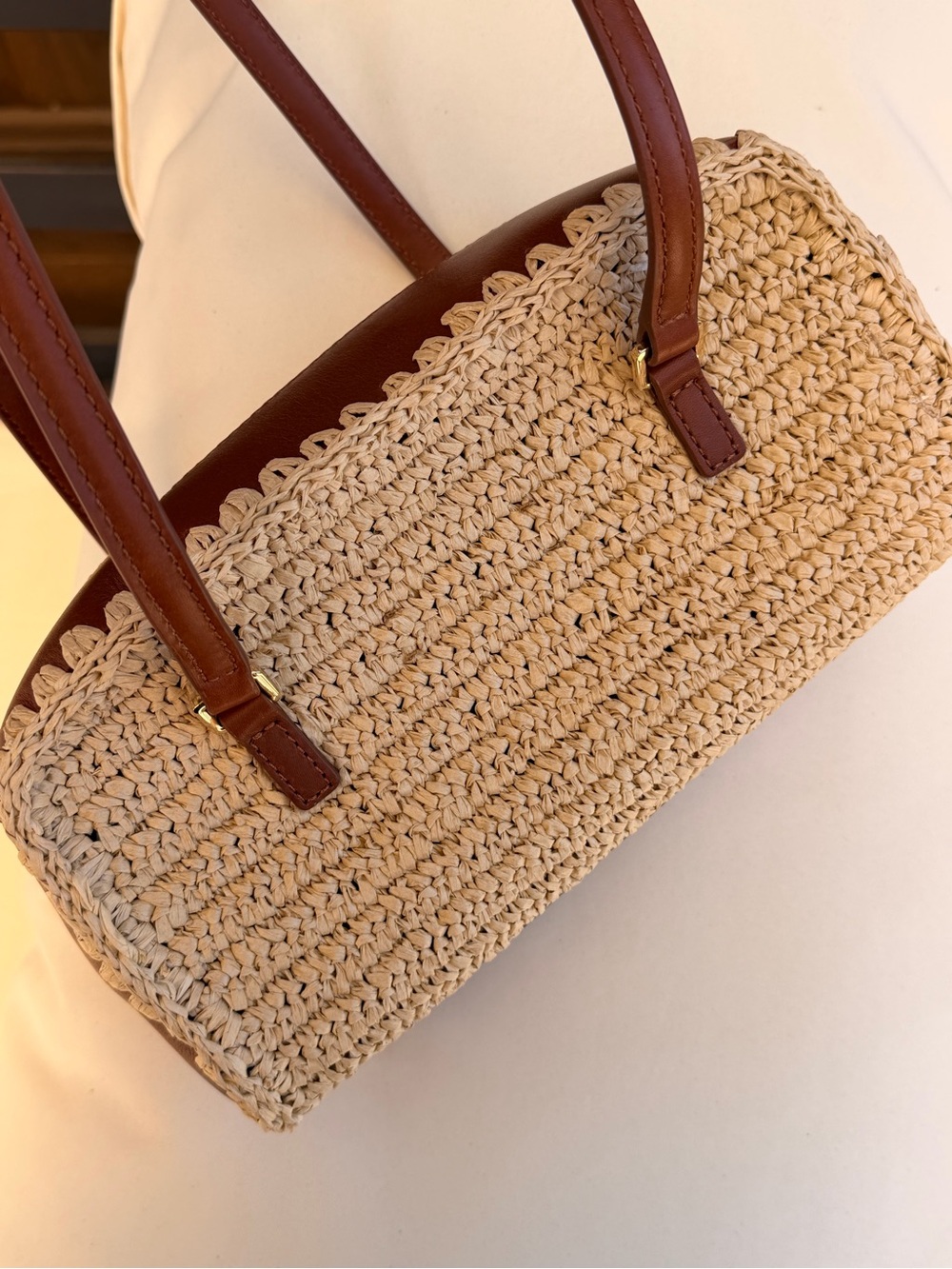 J Crew Delphine handknotted shoulder bag in straw and leather #OA1 - Picture 12 of 17